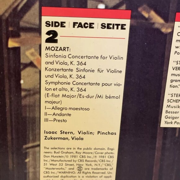 Isaac Stern 60th Anniversary Celebration (From Lincoln Center)(Vinyl, 1981) CBS - Picture 5 of 11